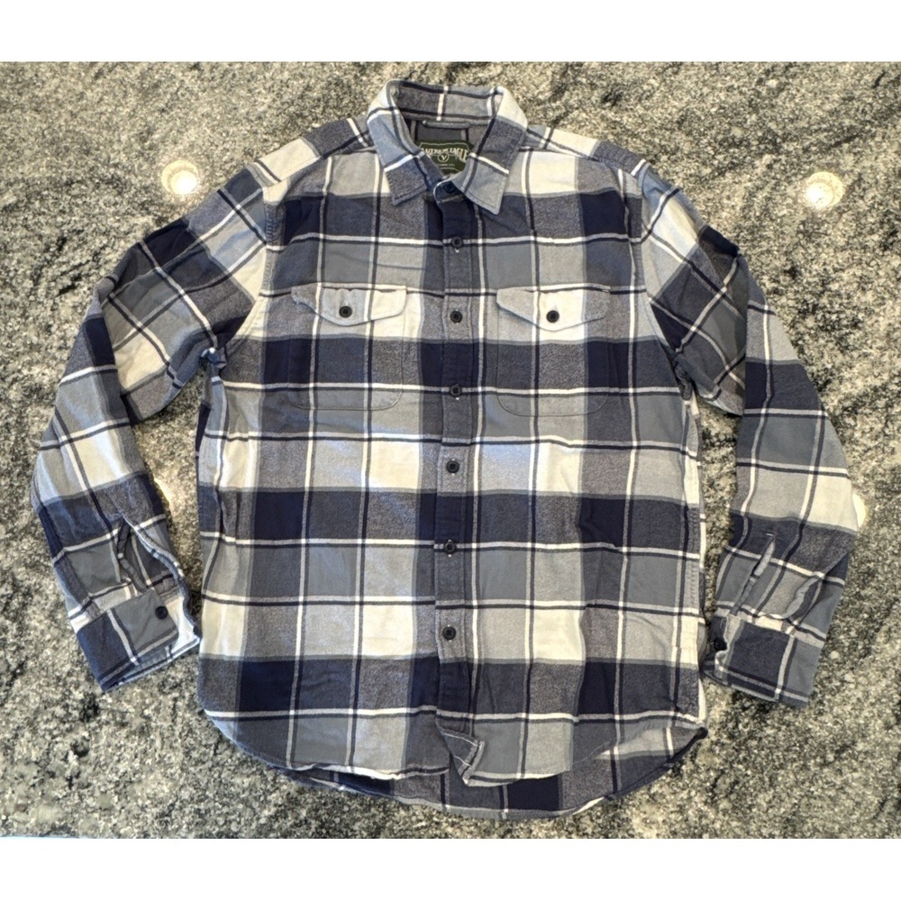 American Eagle Outfitters Shirt Mens Medium Plaid Flannel Blue Button Up Casual